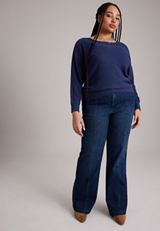 Plus Size 24/7 Cable Mix Dakota Long Sleeve Top, C9679, small