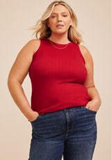 Plus Size 24/7 Cozy Variegated Ribbed Highline Tank Top, C5006, small