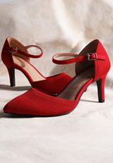 SuperCush Knit Ankle Strap Kitten Heels, C5006, small