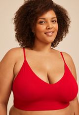 True Stretch Seamless Ribbed V Neck Bralette, C2946, small