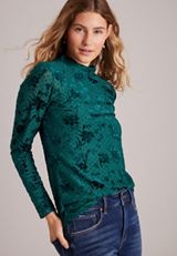 Studio Y Sparkle Flocked Mesh Mock Neck Top, C2714, small