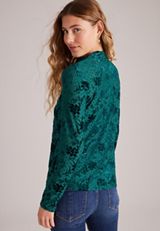 Studio Y Sparkle Flocked Mesh Mock Neck Top, C2714, small