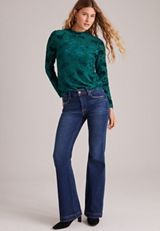 Studio Y Sparkle Flocked Mesh Mock Neck Top, C2714, small