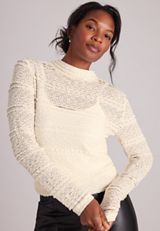 Textured Lace Mock Neck Top, C8232, small