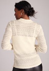 Textured Lace Mock Neck Top, C8232, small