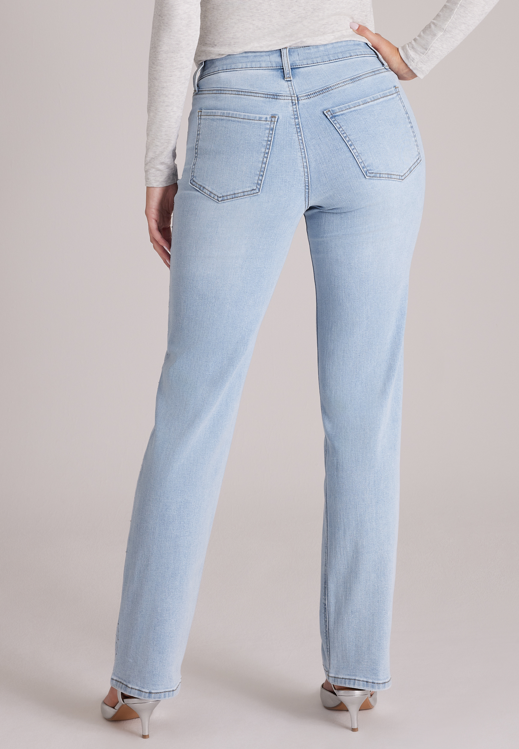 m jeans by maurices™ High Rise Sparkle Relaxed Straight Jeans, C2806, large