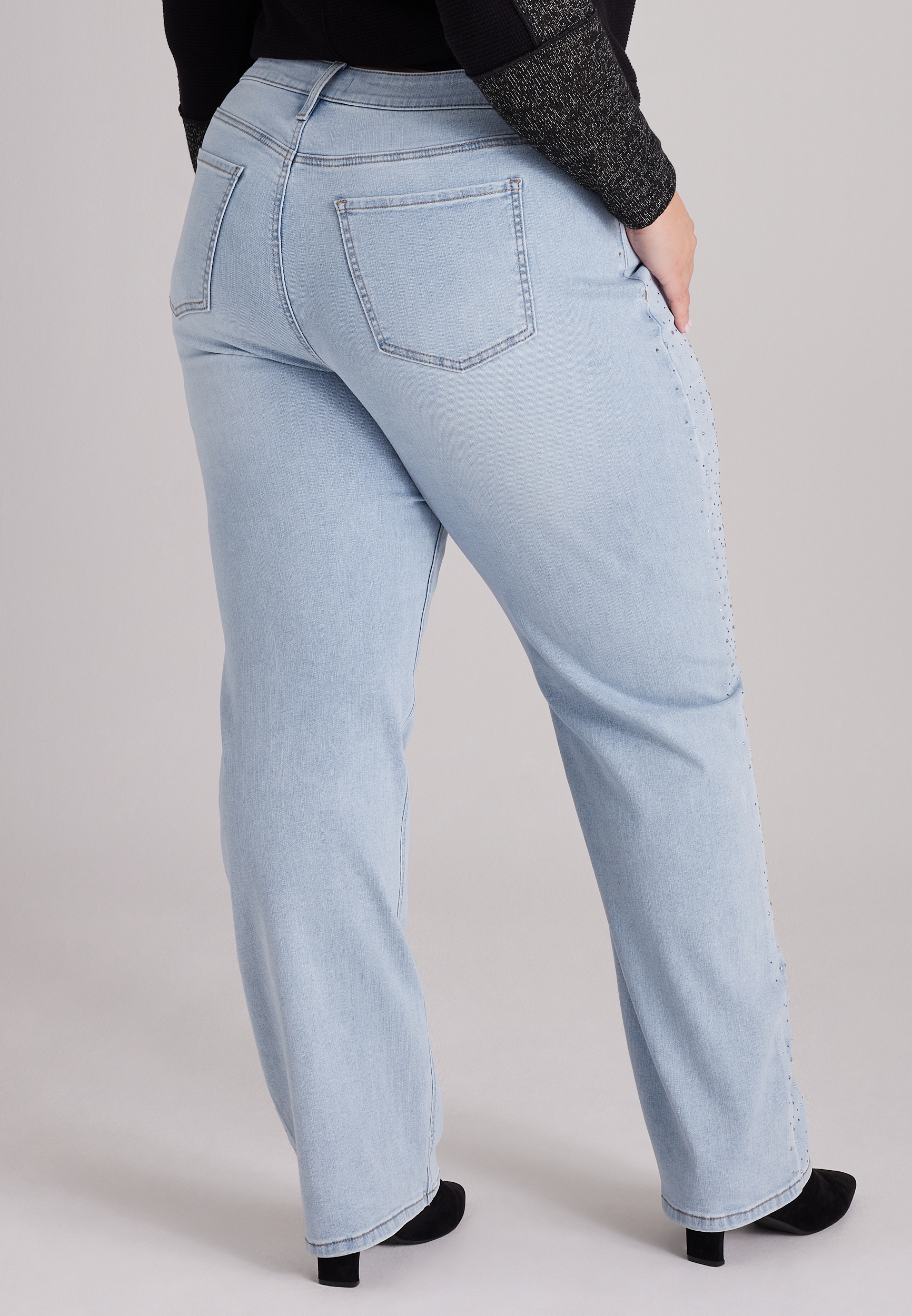 Plus Size m jeans by maurices™ High Rise Sparkle Relaxed Straight Jeans, C2806, large