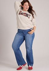 Plus Size Merry Plaid Applique Sweatshirt, C3348, small
