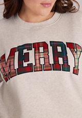 Plus Size Merry Plaid Applique Sweatshirt, C3348, small