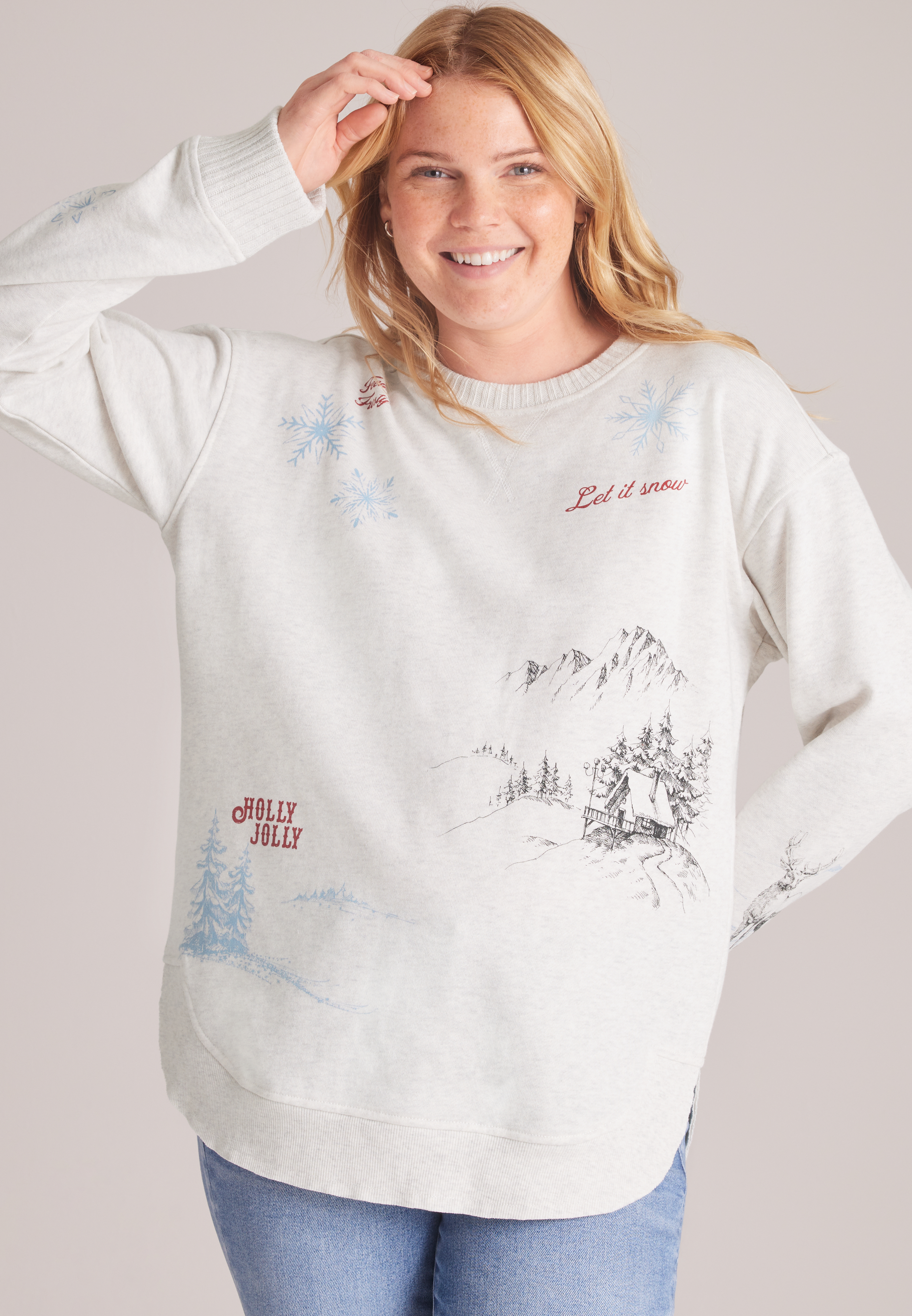Willowsoft Let It Snow Sweatshirt Tunic, C3348, large