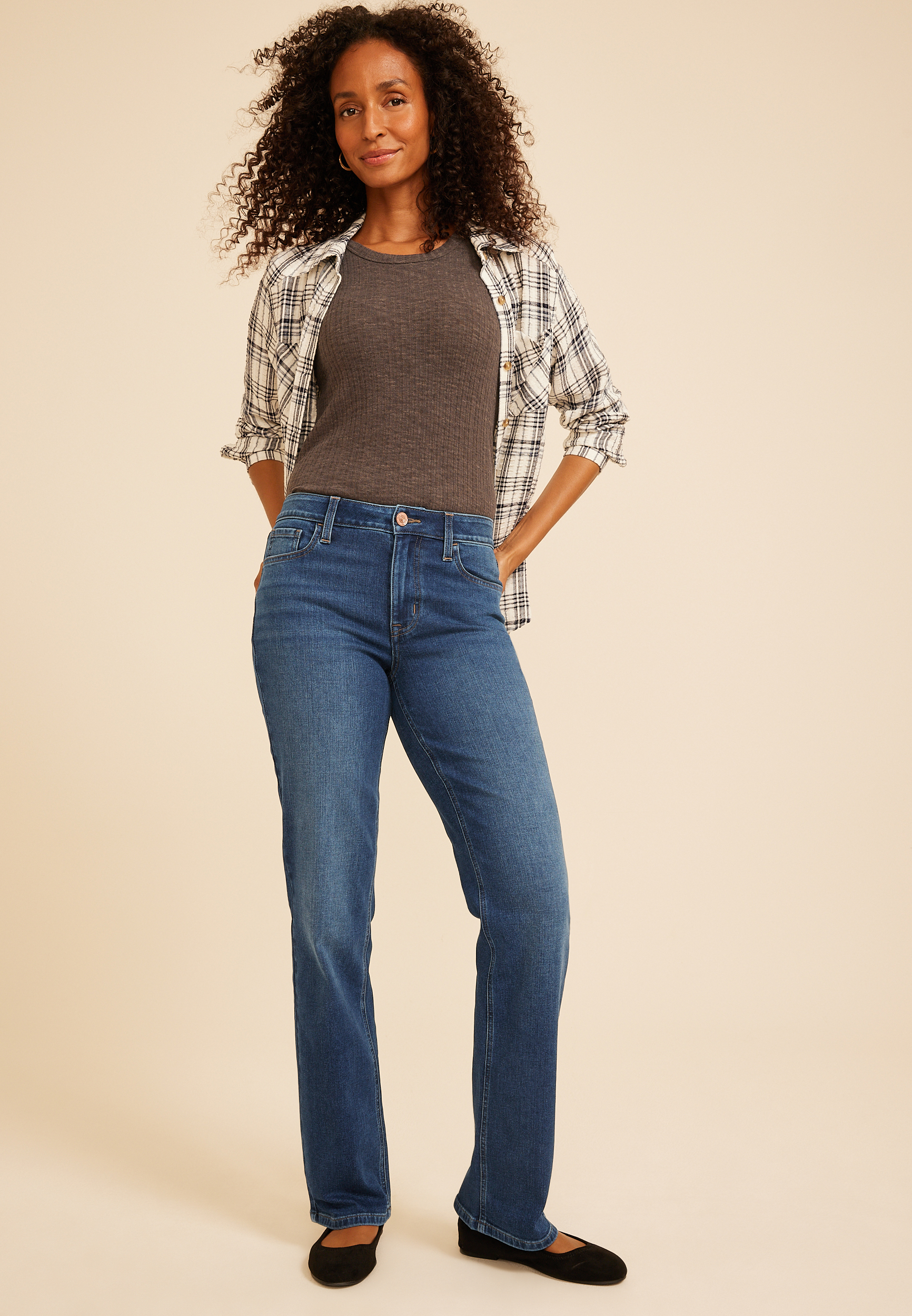 m jeans by maurices™ Dark High Rise Relaxed Straight Jeans, C258, large