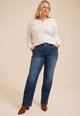 Plus Size m jeans by maurices™ Dark High Rise Relaxed Straight Jeans, C258, small
