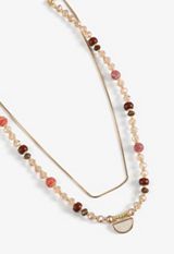 Semi Precious Beaded Layered Necklace, C605, small