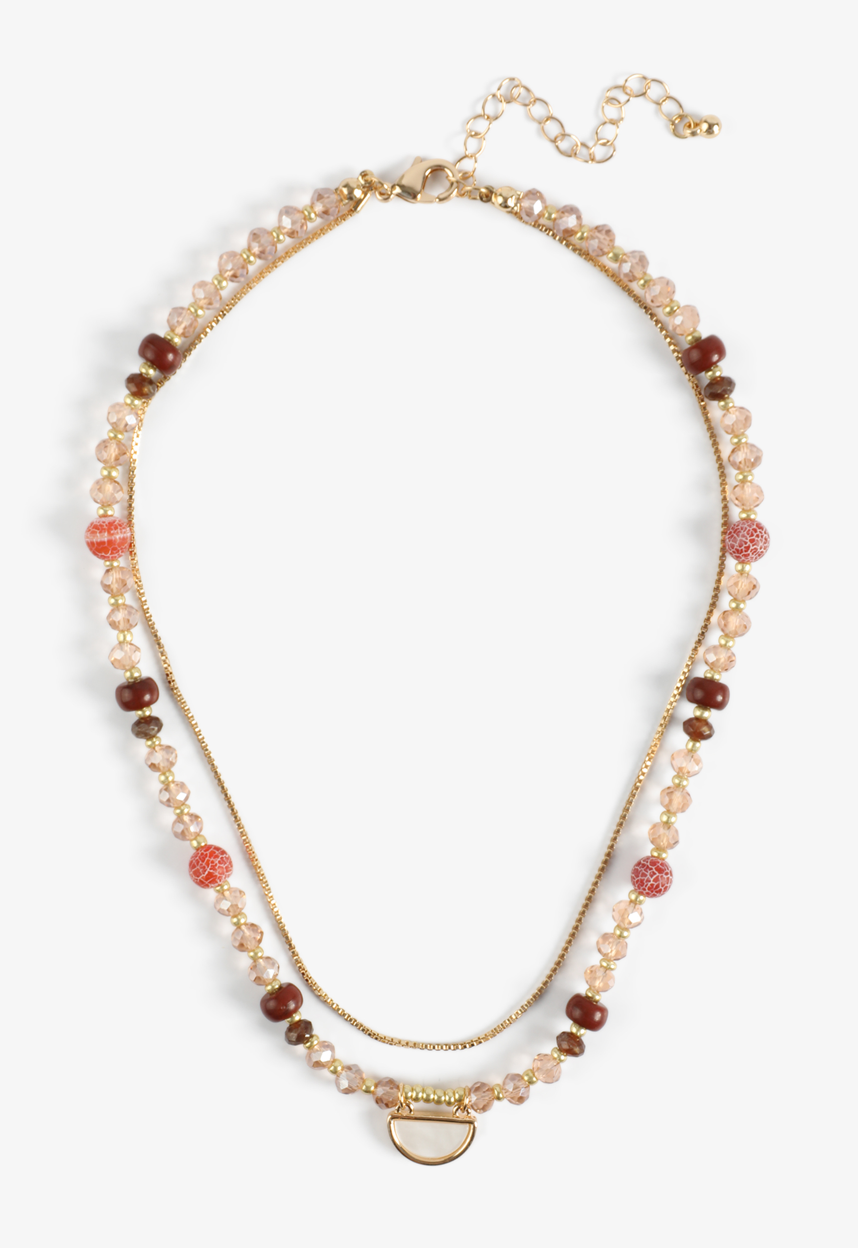 Semi Precious Beaded Layered Necklace, C605, large