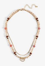 Semi Precious Beaded Layered Necklace, C605, small
