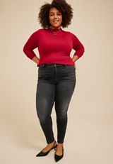 Plus Size m jeans by maurices™ High Rise Black Rhinestone Pocket Jeggings, C106, small