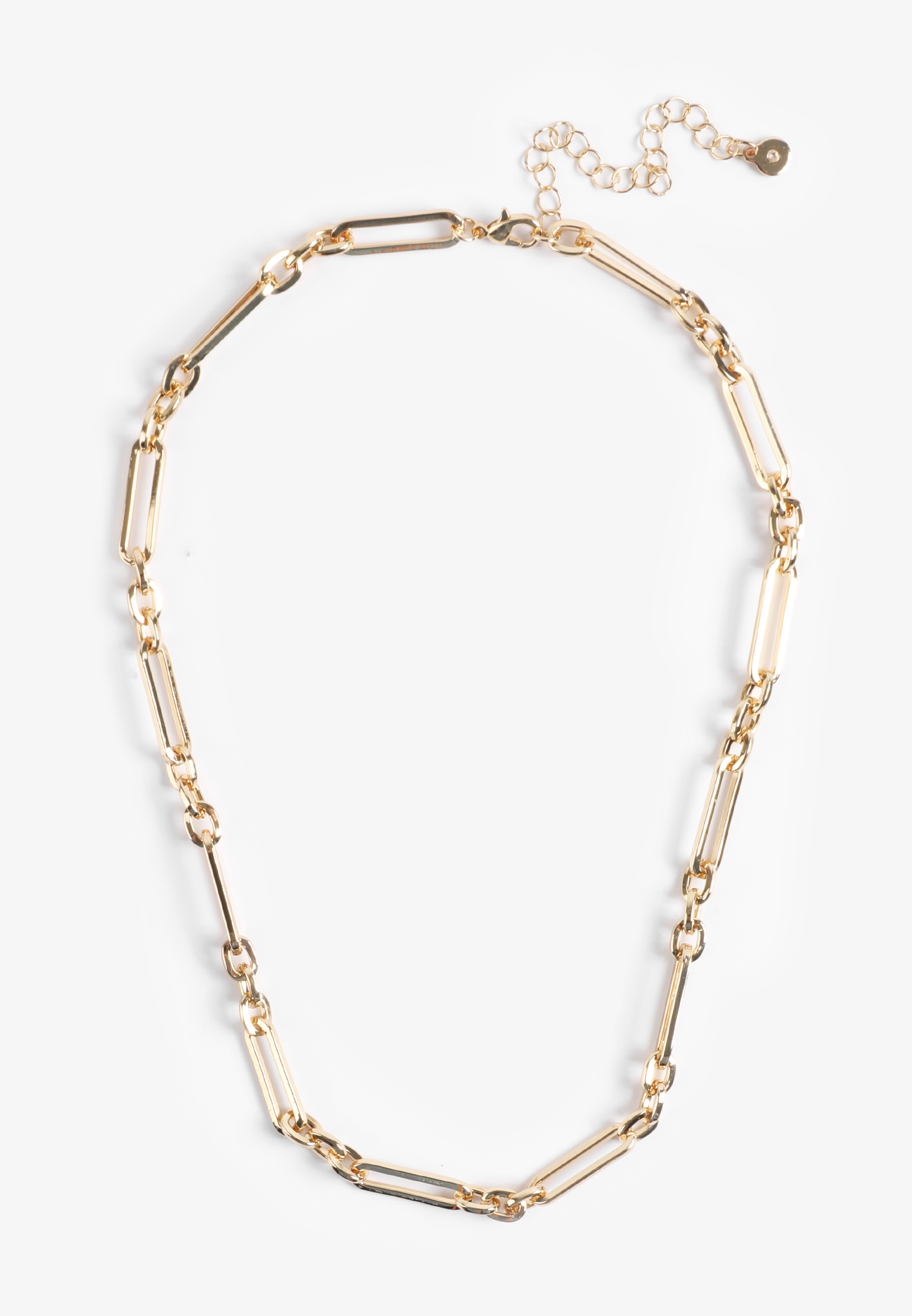 Everyday Layers Gold Paperclip Chain Necklace, C605, large