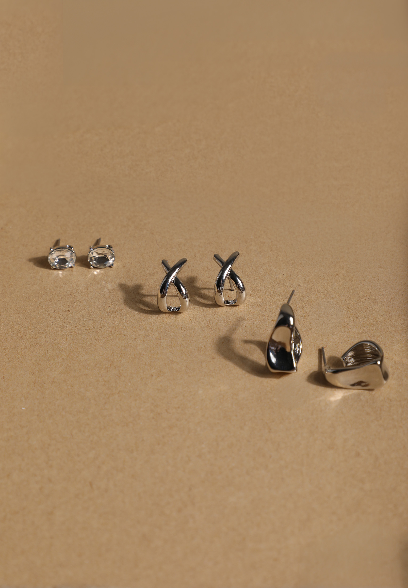 Silver Mixed Stud Earring Set, C431, large