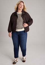 Plus Size Cinch Waist Windbreaker Jacket, C115, small