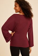 Tie Front Rib Knit Cape Blouse, C7923, small
