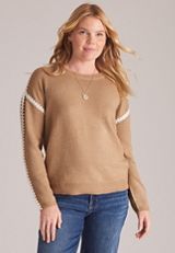 Contrast Stitch Sleeve Sweater, C1265, small
