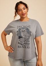 Plus Size Society Of Late Night Readers Vintage Fit Graphic Tee, Blue Fade, small
