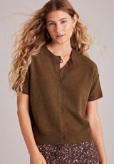 Super Soft Short Sleeve Button Front Cardigan, C8764, small
