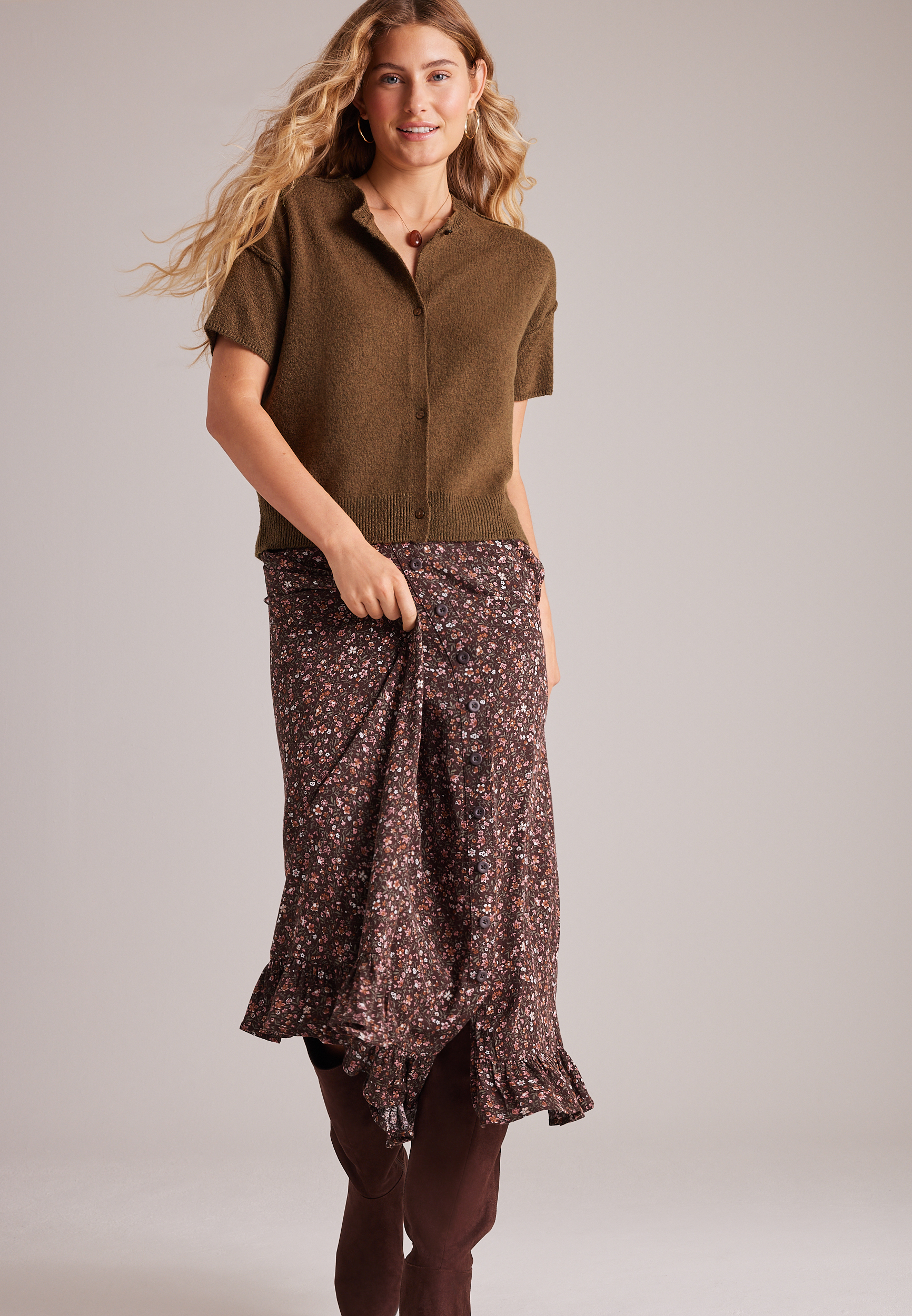 Super Soft Short Sleeve Button Front Cardigan, C8764, large