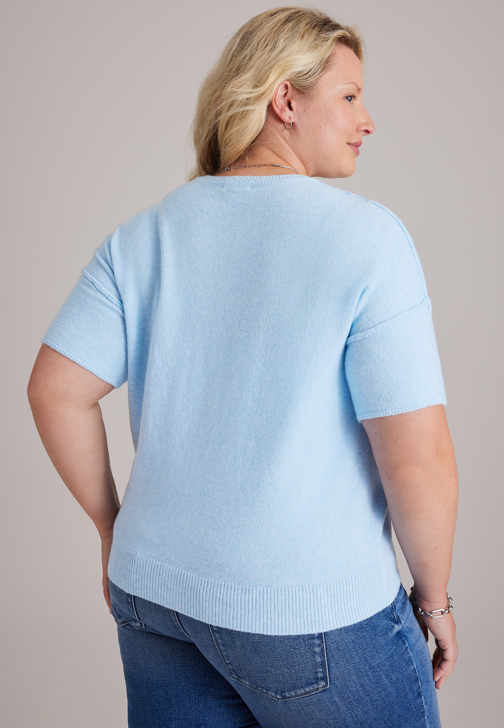Plus Size Super Soft Short Sleeve Button Front Cardigan, C9675, large