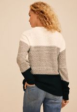 Neutral Colorblock Crew Neck Sweater, C1755, small