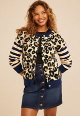 Mixed Animal Stripe Button Front Cardigan, C1769, small