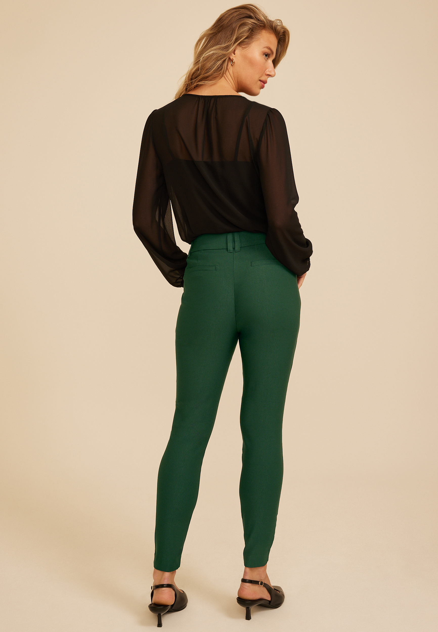 High Rise Bengaline Sateen Skinny Pants, C7147, large