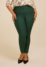 Plus Size High Rise Bengaline Sateen Skinny Pants, C7147, small