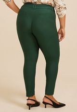 Plus Size High Rise Bengaline Sateen Skinny Pants, C7147, small