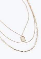 Gold Faux Shell Layered Necklace, C605, small