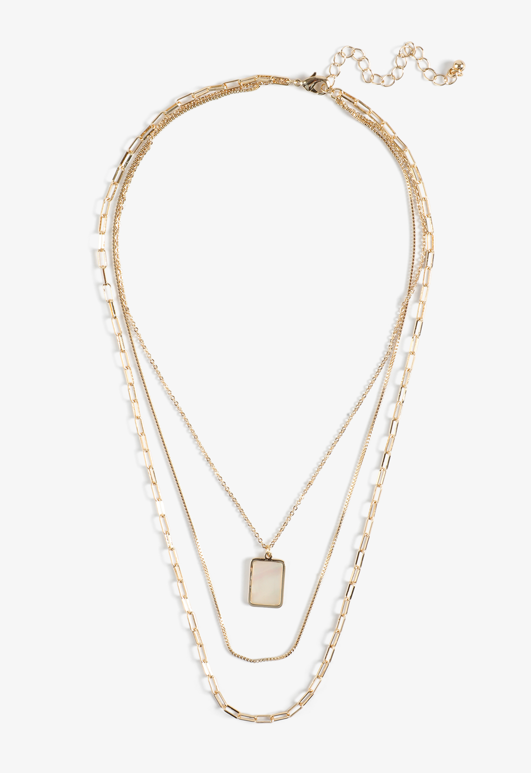 Gold Faux Shell Layered Necklace, C605, large