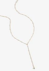 Gold Beaded Station Y Necklace, C605, small