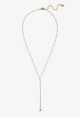 Gold Beaded Station Y Necklace, C605, small
