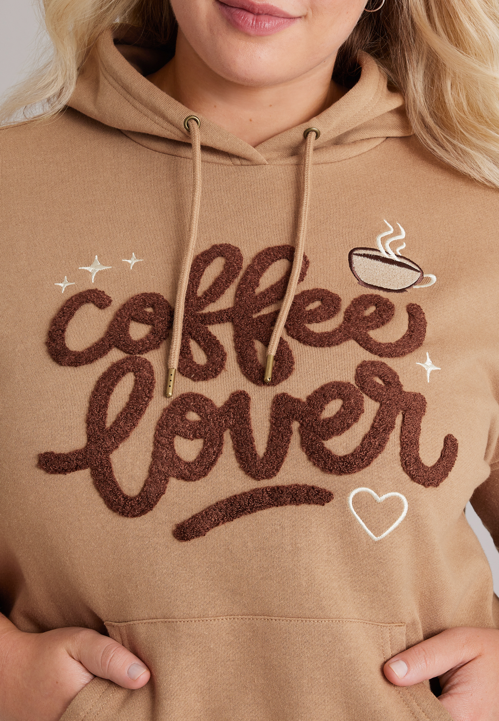 Plus Size Coffee Lover Graphic Hoodie, AMPHORA, large