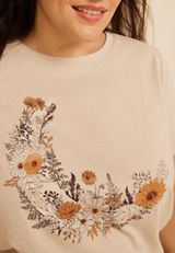 Plus Size Beaded Floral Crescent Moon Classic Fit Graphic Tee, C5640, small