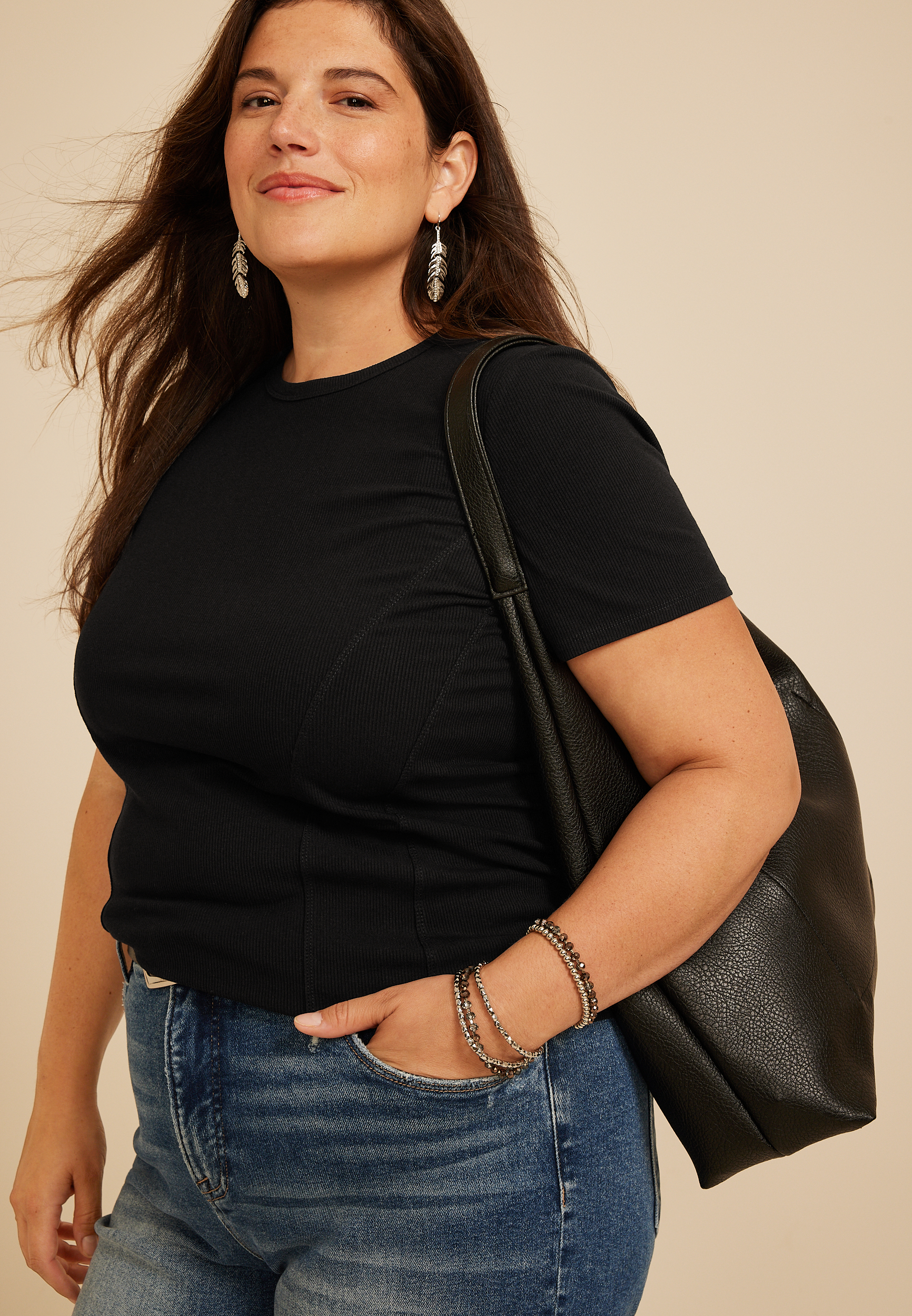 Plus Size 24/7 Corset Short Sleeve Tee, C106, large