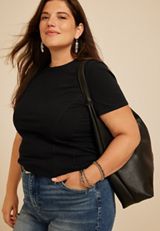 Plus Size 24/7 Corset Short Sleeve Tee, C106, small
