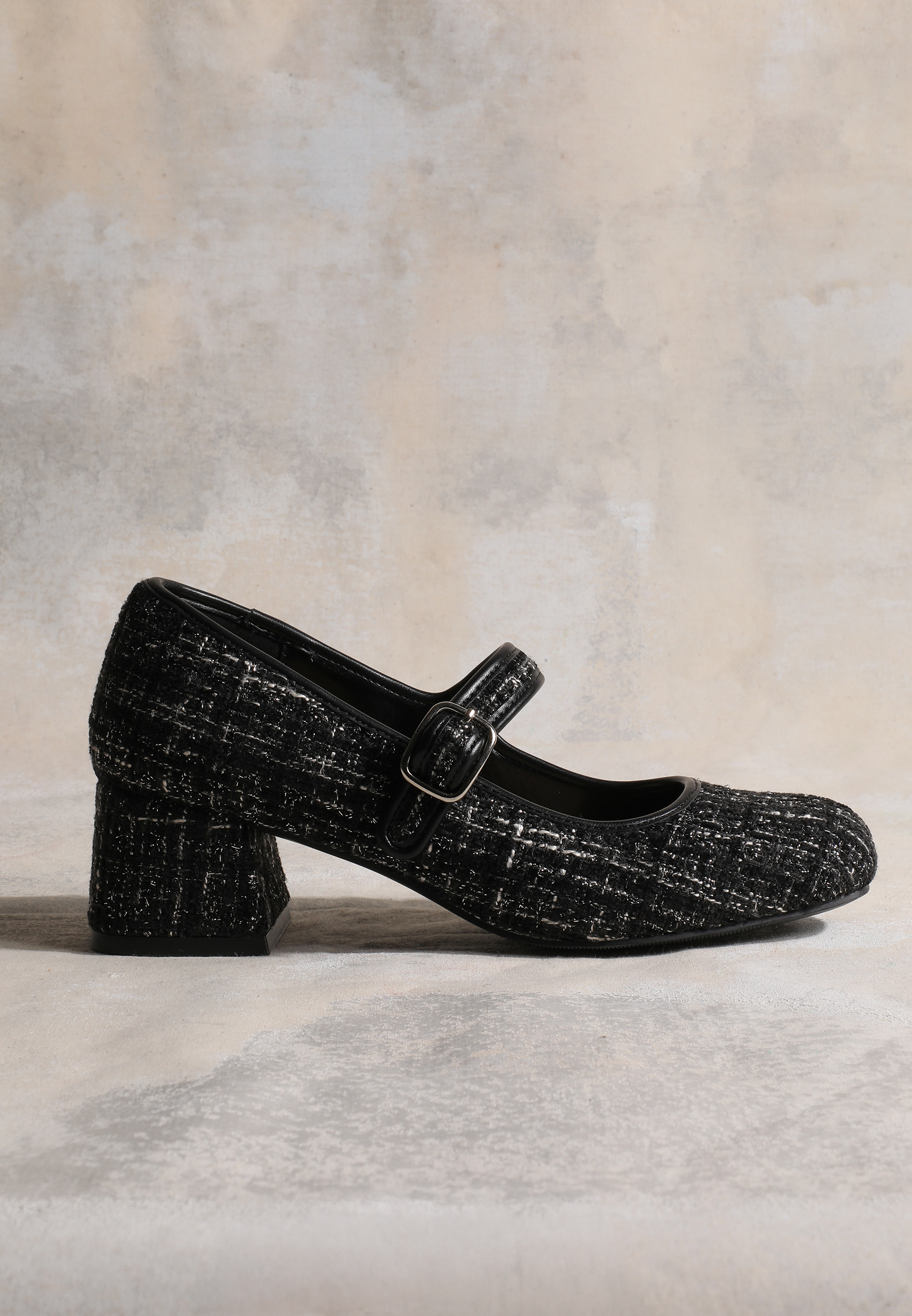 SuperCush Textured Tweed Mary Jane Block Heels, C106, large