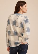 Plaid Sherpa Button Front Jacket, C1772, small