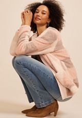 Plaid Sherpa Button Front Jacket, C9370, small