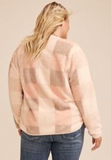 Plus Size Plaid Sherpa Button Front Jacket, C9370, small