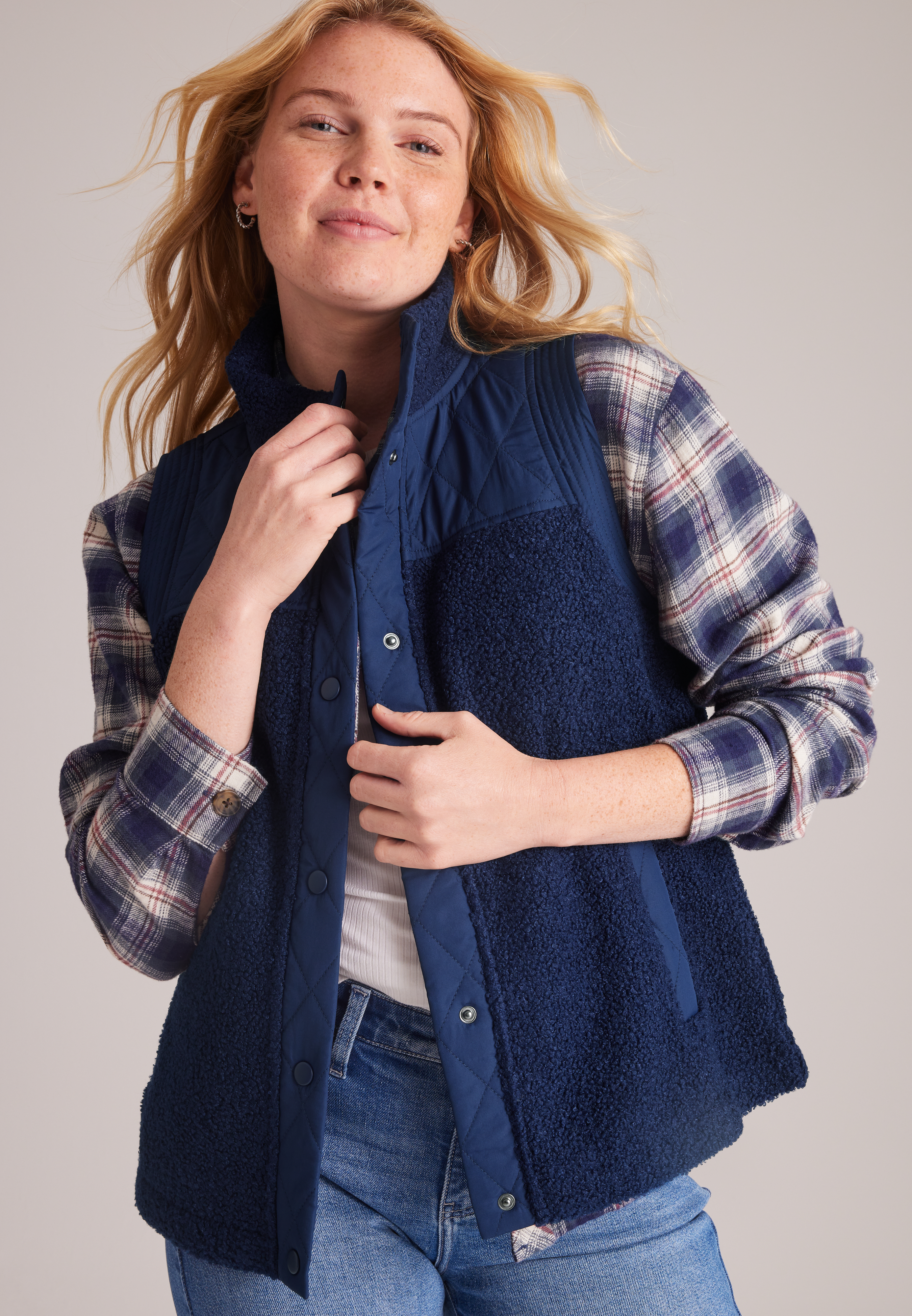 Sherpa Mixed Media Vest, C9679, large