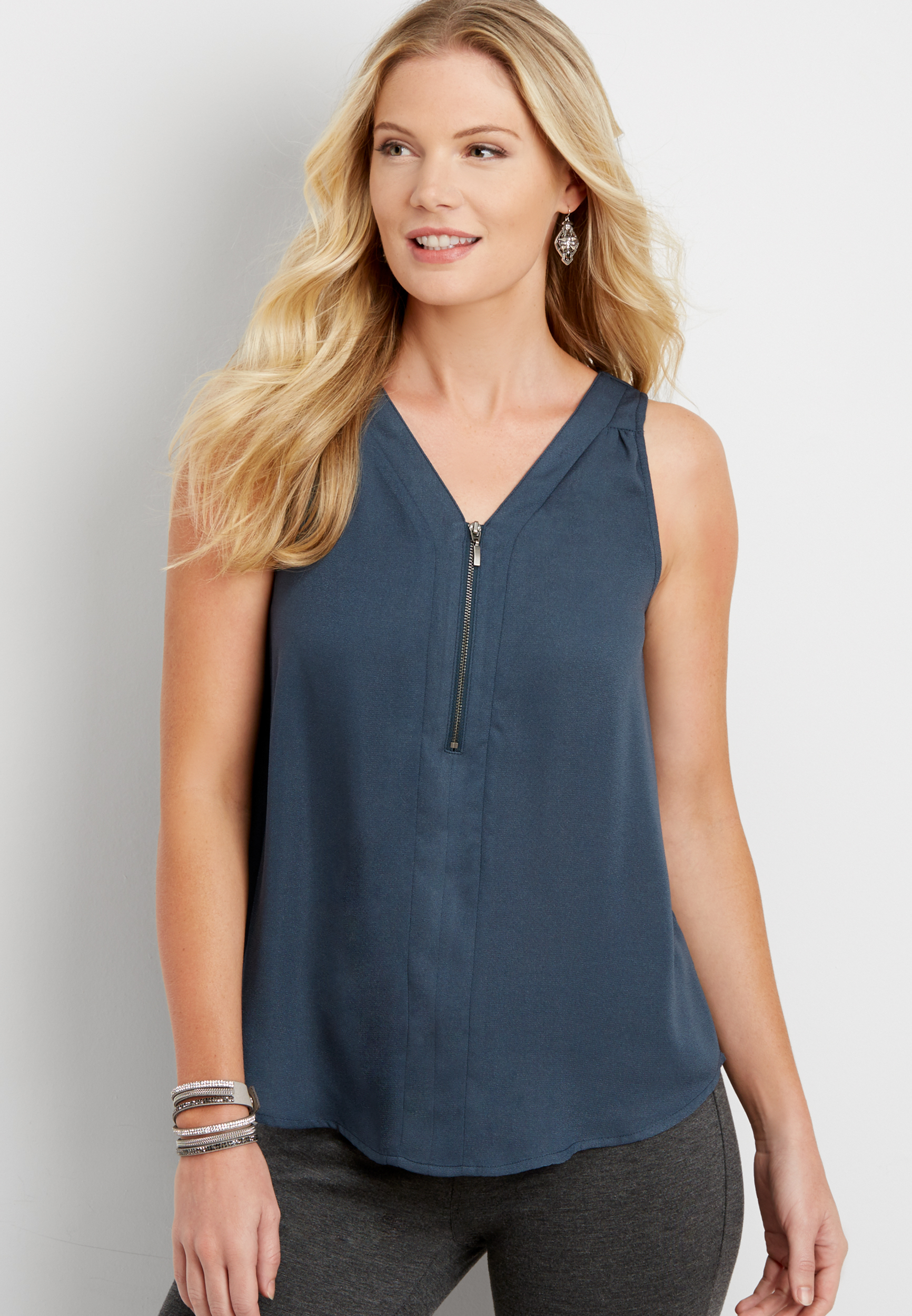 the perfect sleeveless blouse with zipper | maurices