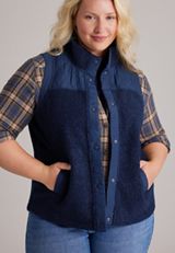 Plus Size Sherpa Mixed Media Vest, C9679, small