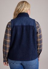Plus Size Sherpa Mixed Media Vest, C9679, small
